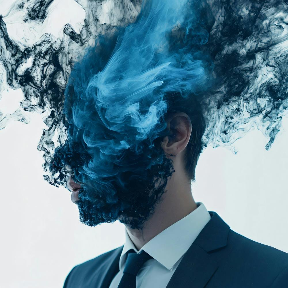 Man With Smoke Coming Out Of His Head 1