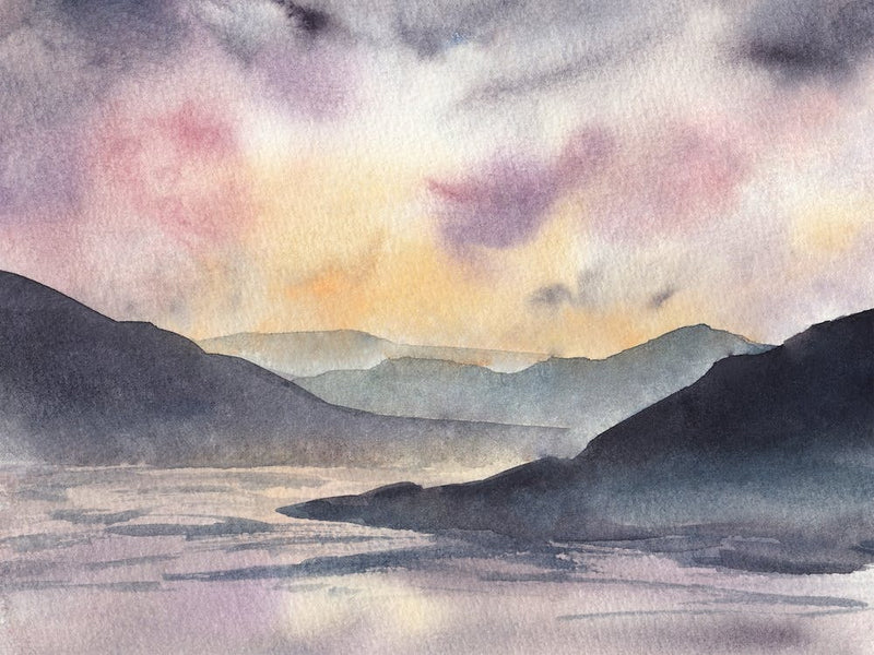 Lila Sonnenuntergang Berge
