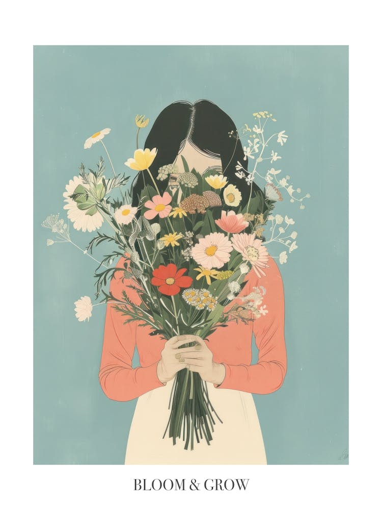 Bloom And Grow Spring Girl With Wild Flowers 5