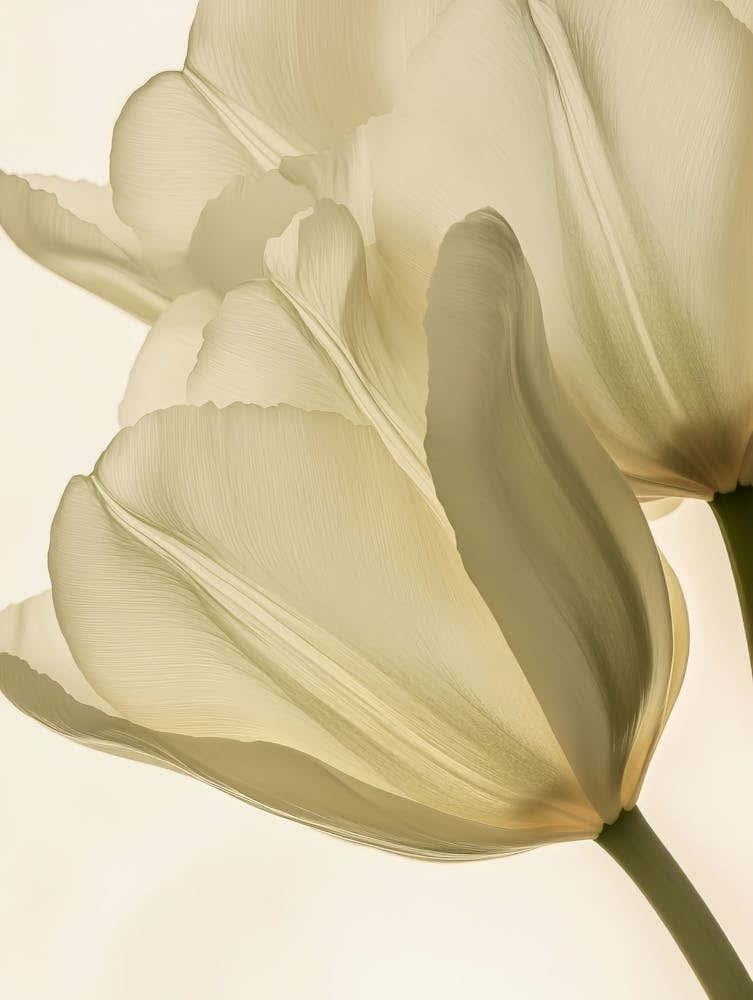 Green Beige Close Up Petals 15