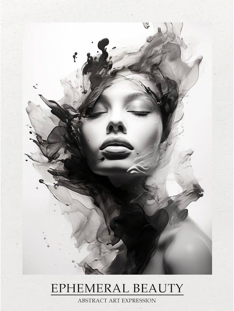 Ephemeral Beauty Abstract Black And White 7 Poster