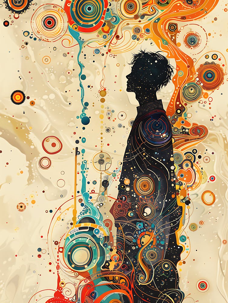 Whimsical Asian Man In Deep 6