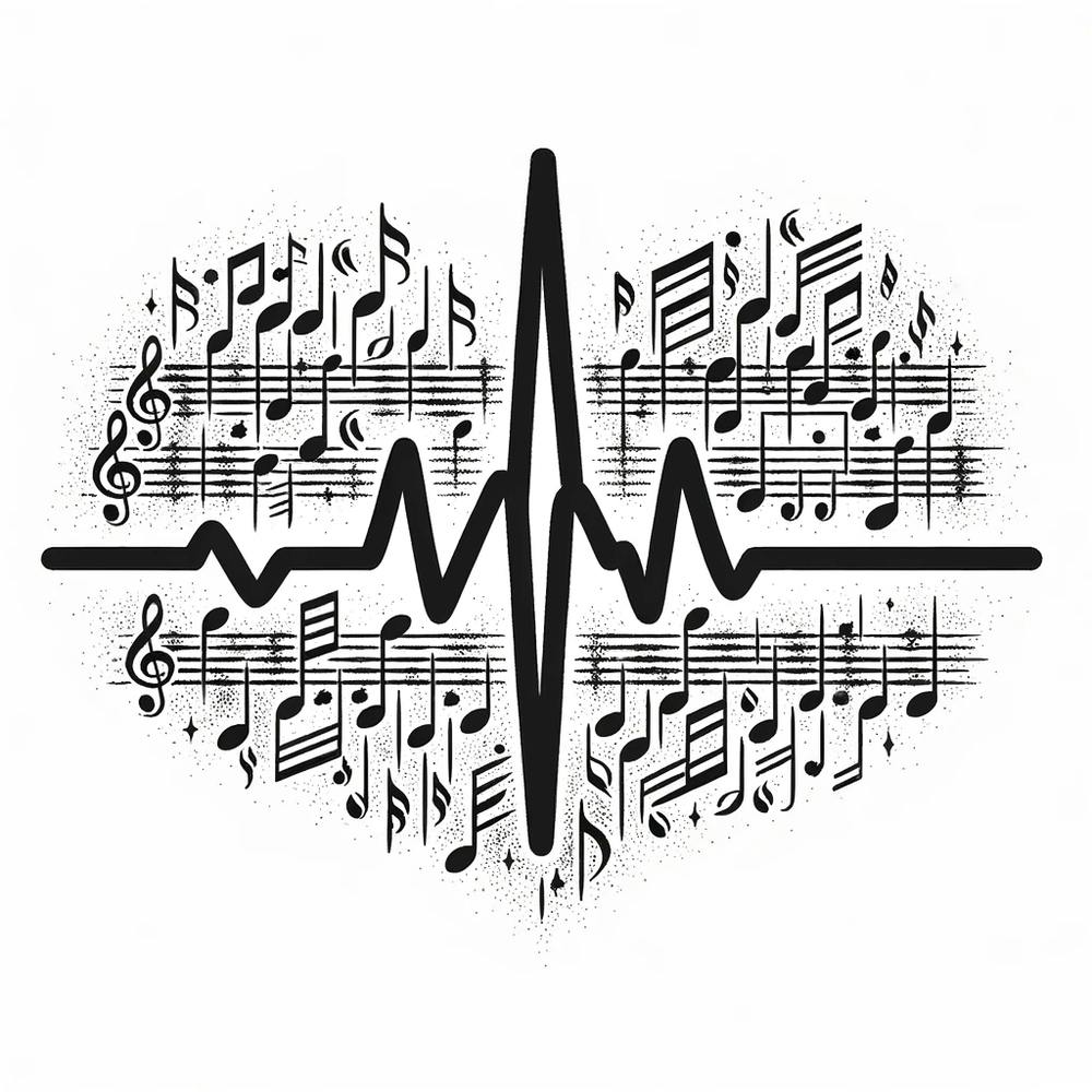 Heartbeat With Music Notes Art Print by Metafish – Fy!