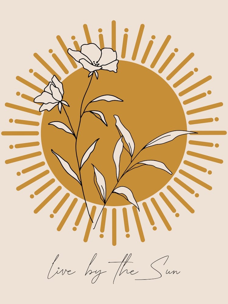 Live By the Sun, Yellow Floral Sun, Boho