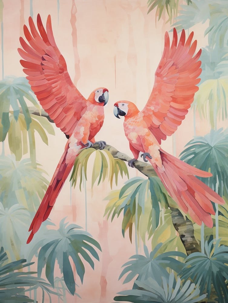 Vintage Japanese Inspired Bird Print Macaw 3