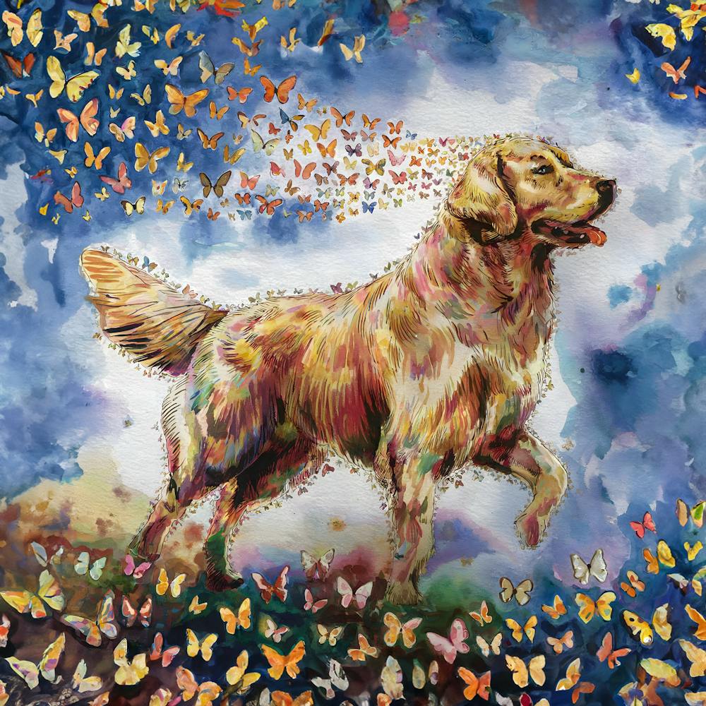 Golden Retriever With Butterflies