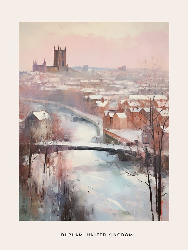 Dreamy Winter Painting Poster Durham United Kingdom 3