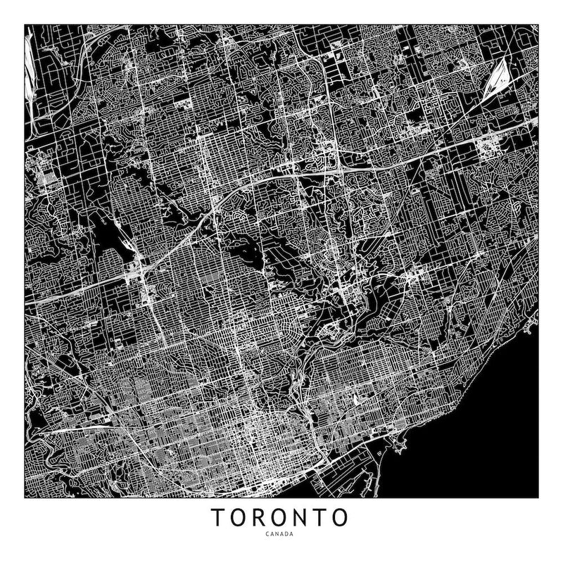 Toronto Black And White Map Square