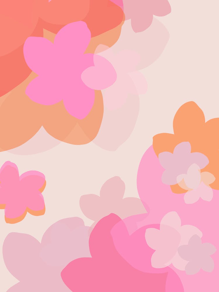 Pastel Pink And Orange Flower Collage