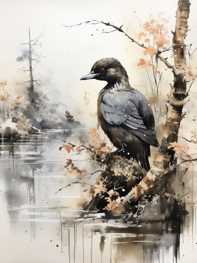 Platypus, Japanese Brush Painting, Ukiyo E, Minimal 3