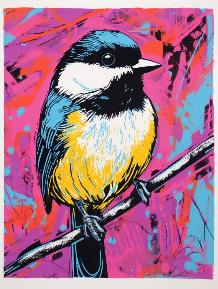 Andy Warhol Style Bird Carolina Chickadee 4