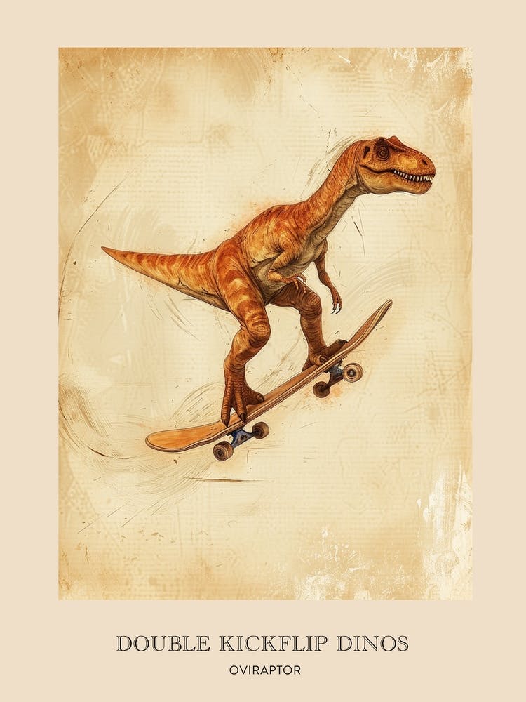 Oviraptor Vintage Dinosaur Poster 3