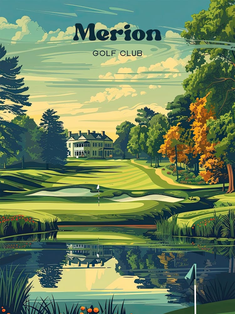 Merion Golf Club Curtis Cup Digital Travel Art