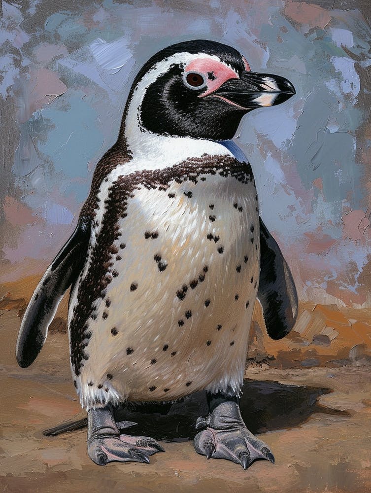 African Penguin Petermann Island Oil Painting 4