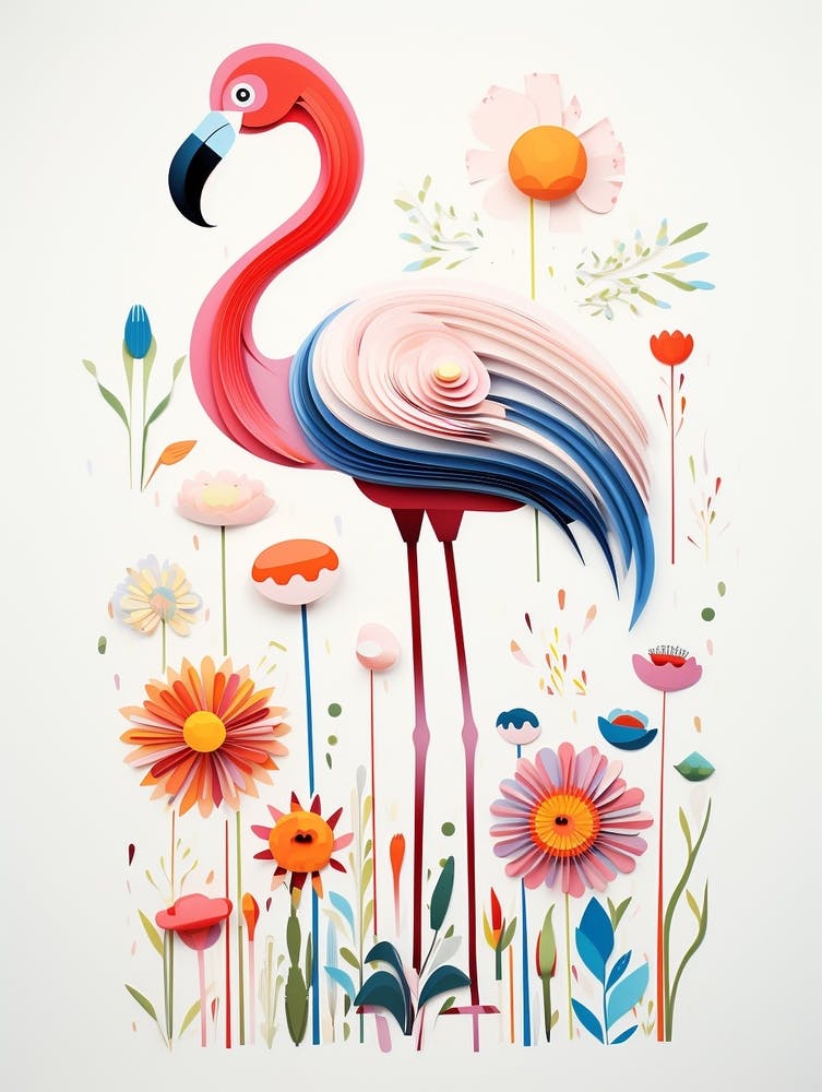 Illustration d'Oiseau Scandinave Flamant rose 3