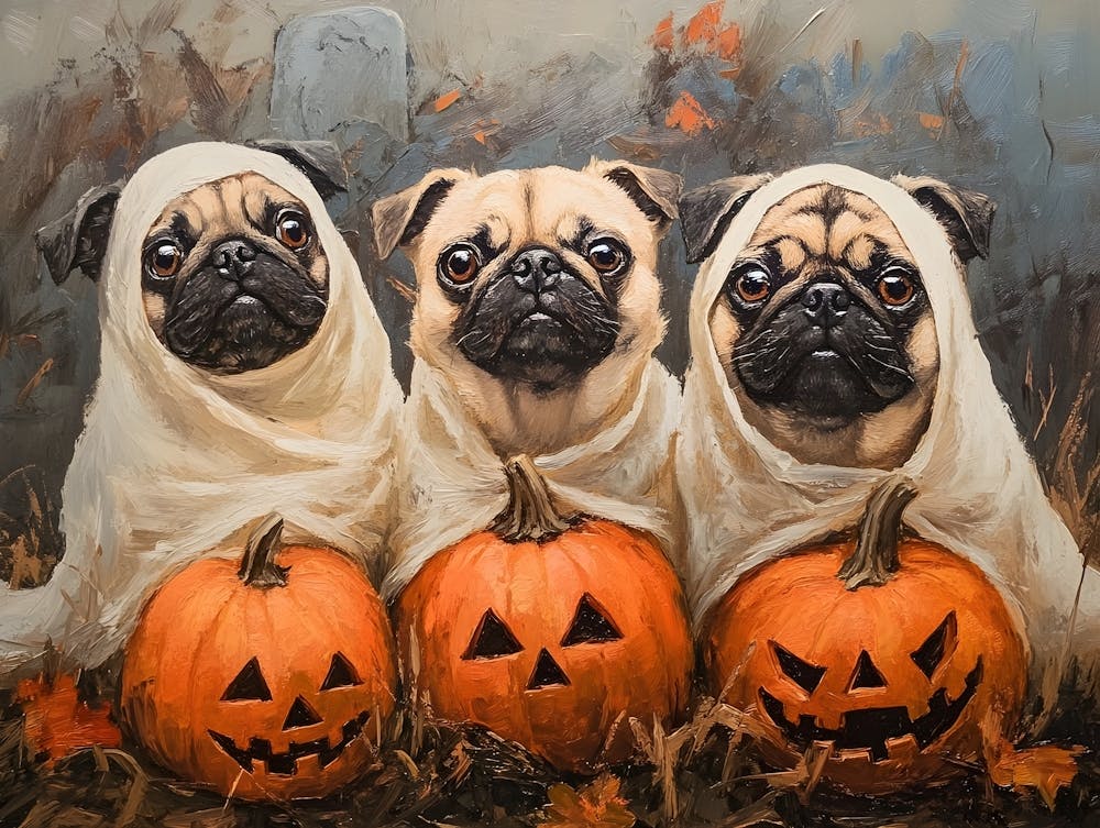 Halloween Pugs In Oil 21