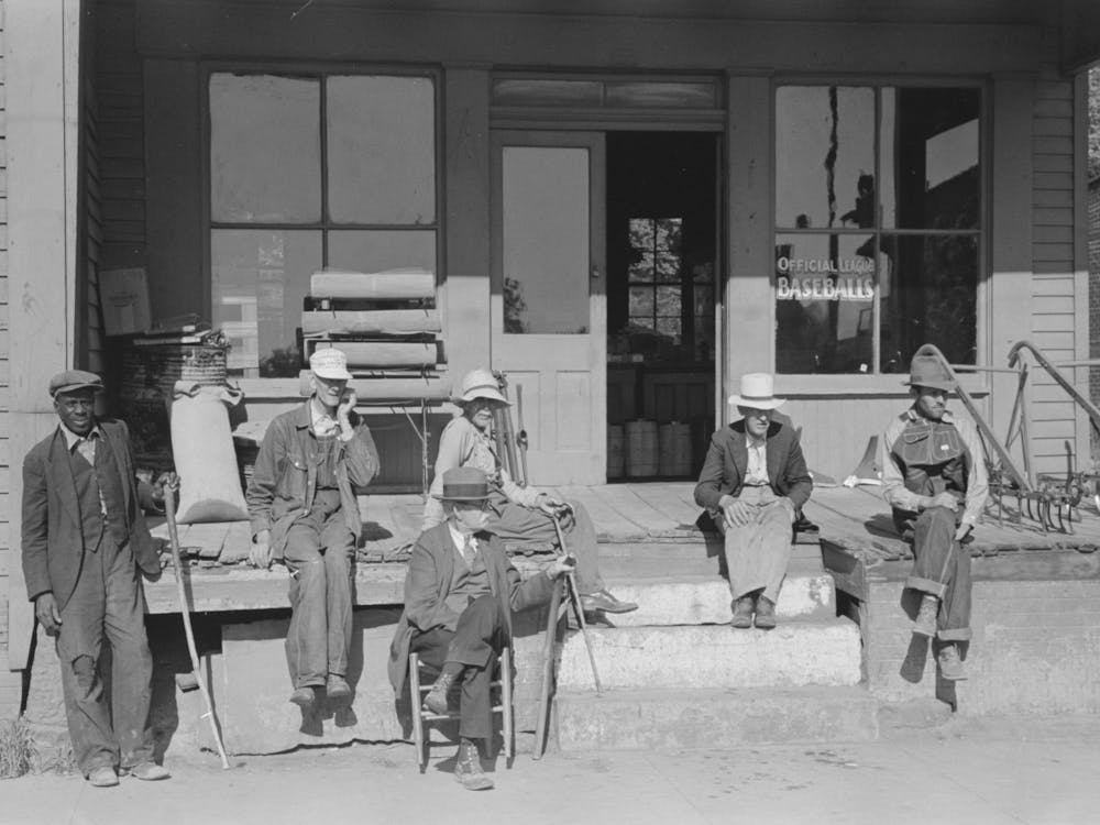 Men In Front Of Store At Irvington, Kentucky By Russell Lee