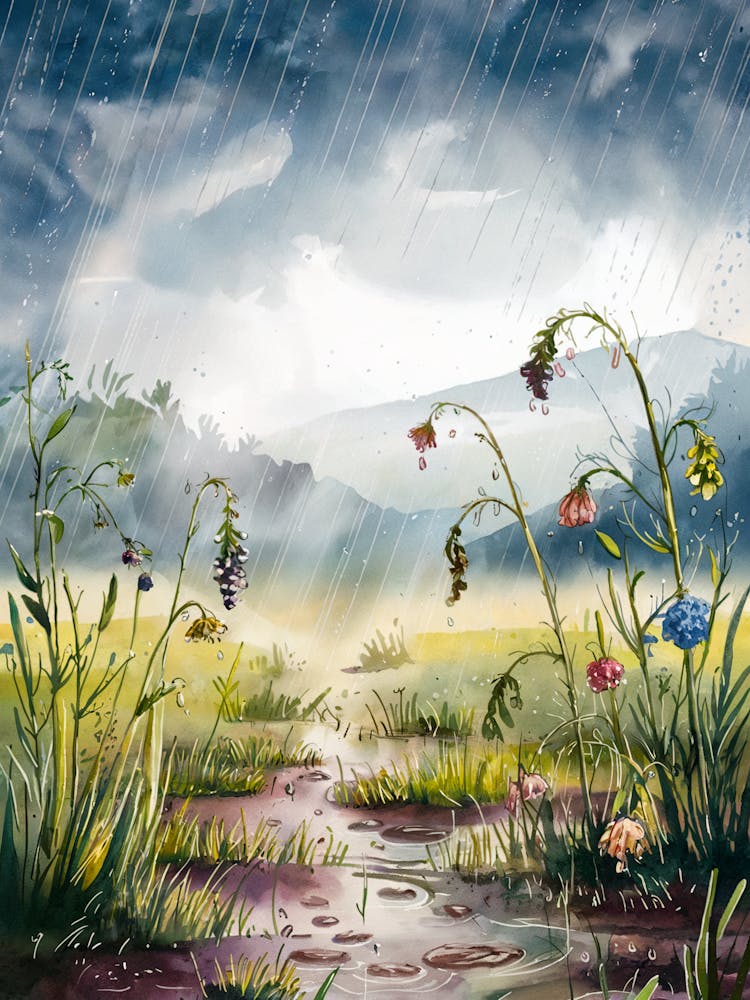 Watercolor Art, Rainy Day