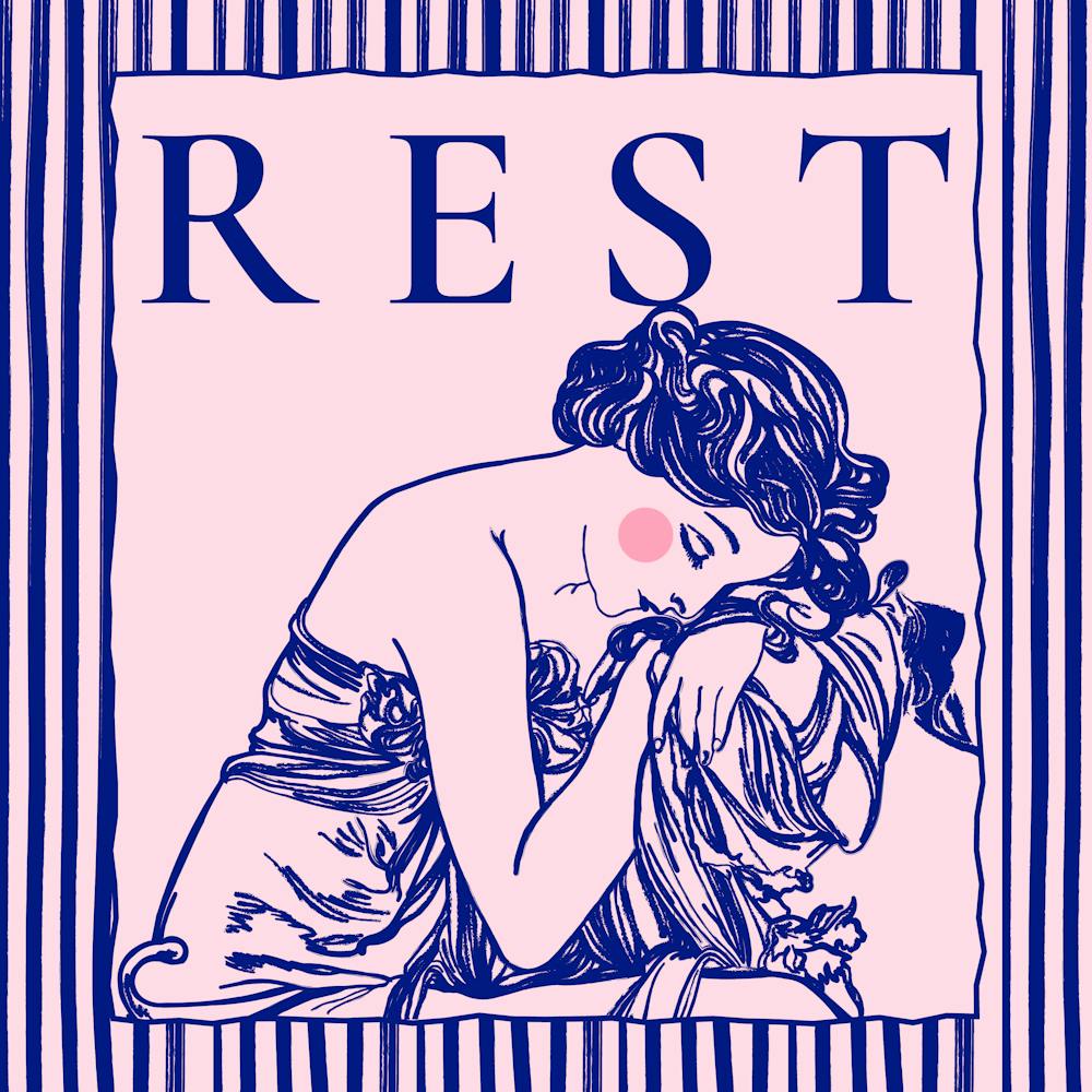 Rest | Pink and Blue Vintage Art 1