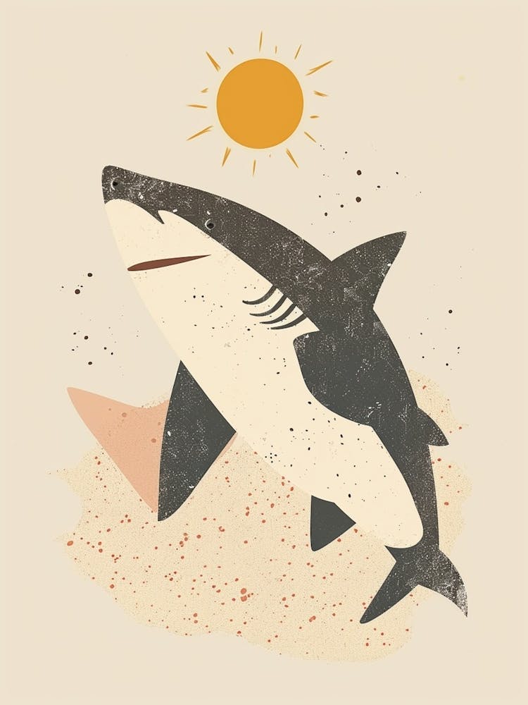 Shark On The Beach Muted Pastels 2