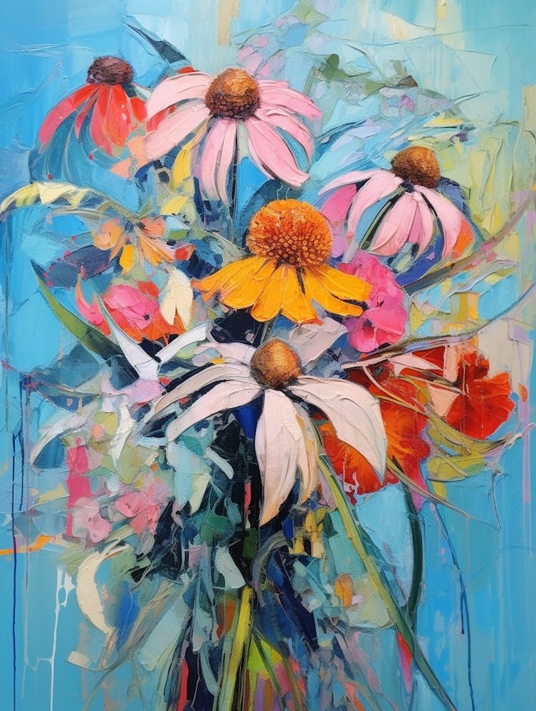 Abstract Flower Painting Coneflower 3