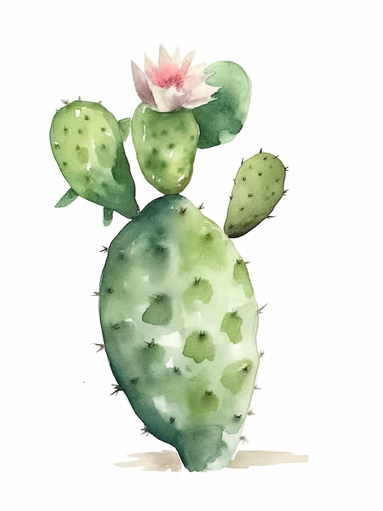 Nopal-Kaktus Aquarellzeichnung 4