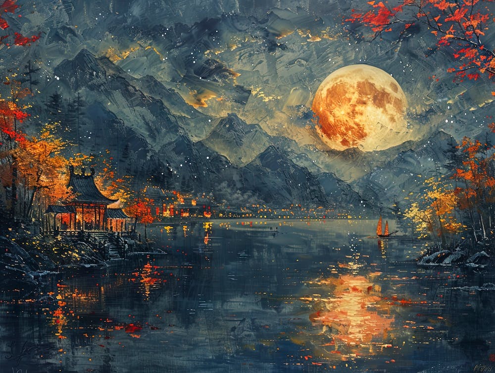 Moonlight Over Lake 1