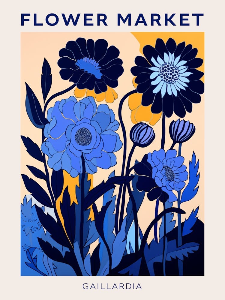 Affiche Marché aux fleurs bleues Gaillardia 2
