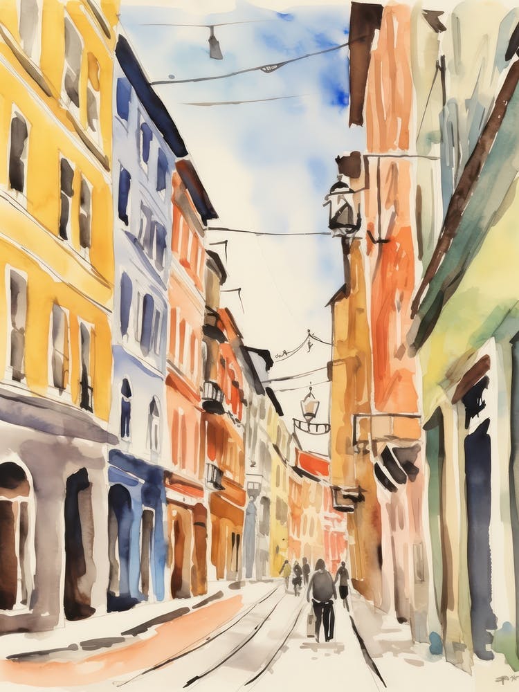 Turin, Italien Aquarellstraßen 1