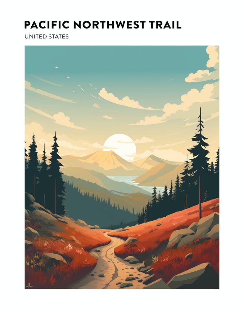 Pacific Northwest Trail Usa 3 Wanderweg Landschaftsposter