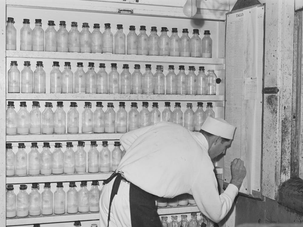 Samples Of Milk, Tillamook Cheese Plant, Tillamook, Oregon, Each Dairyman S Milk Is Tested Twice A Mont