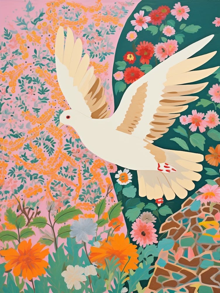 Maximalist Bird Painting Dove 1