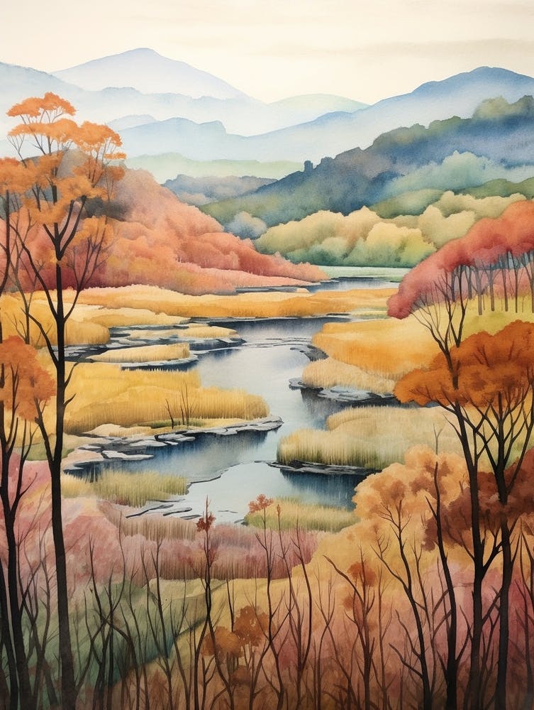 Autumn National Park Painting Plitvice Lakes National Park Croatia