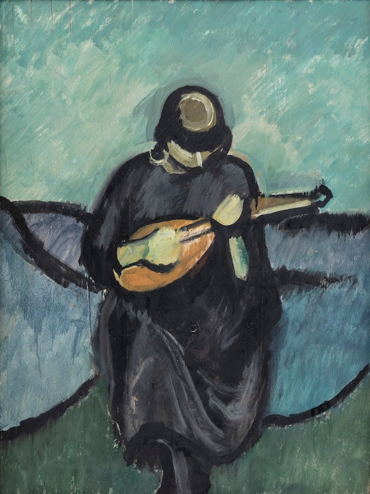 Woman Playing A Lute