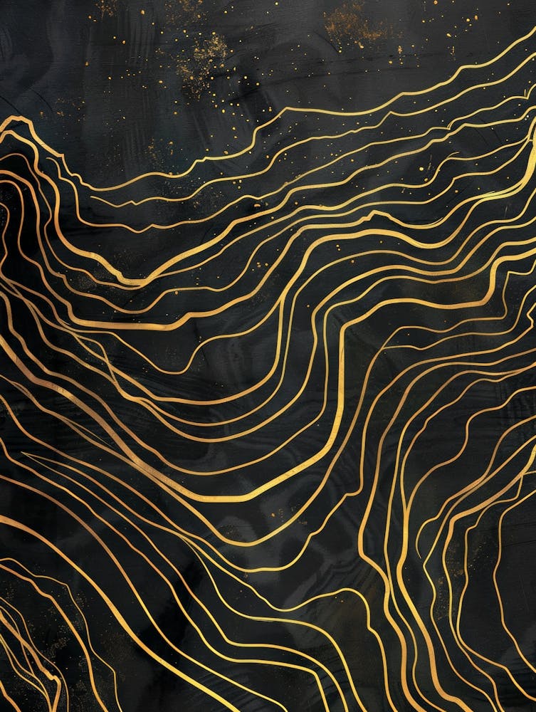 Abstract Gold Lines On Black Background