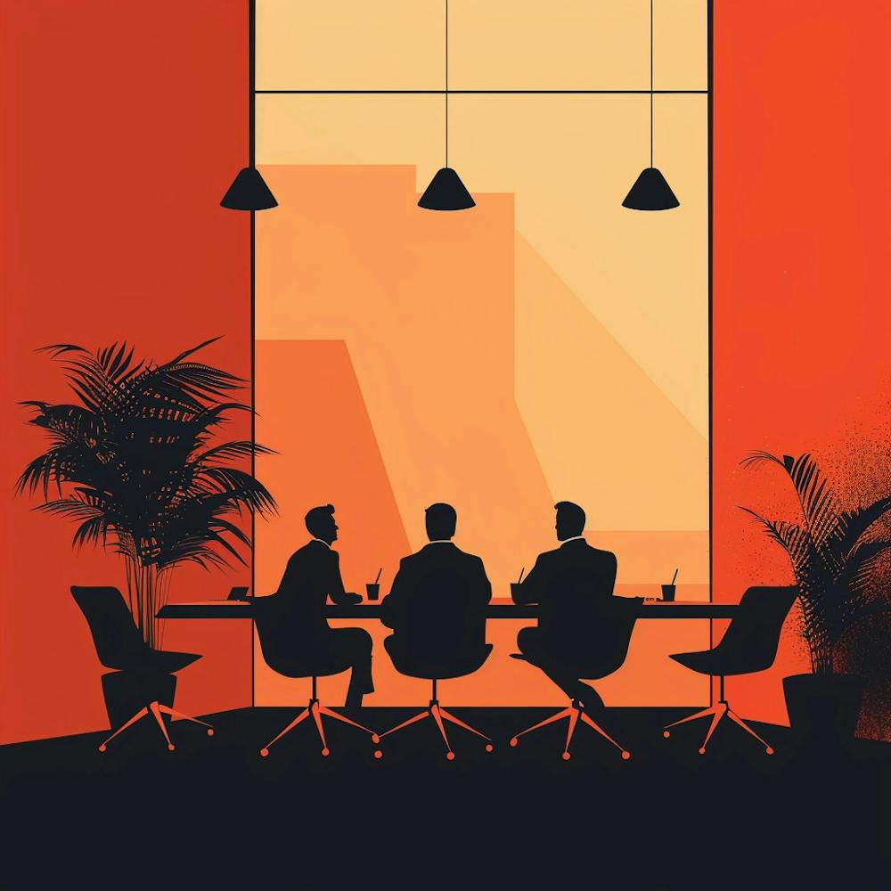 Silhouette Of People At A Meeting