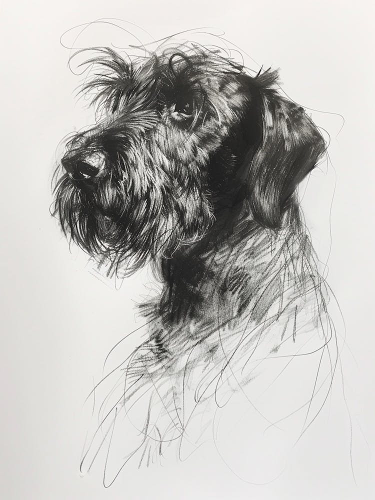 Wirehaired Pointing Griffon Dog Charcoal Line 1