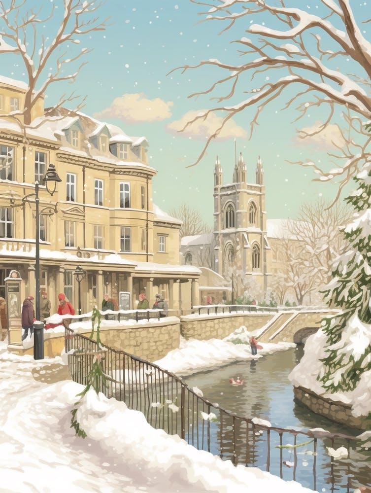 Vintage Winter Illustration Bath United Kingdom 2
