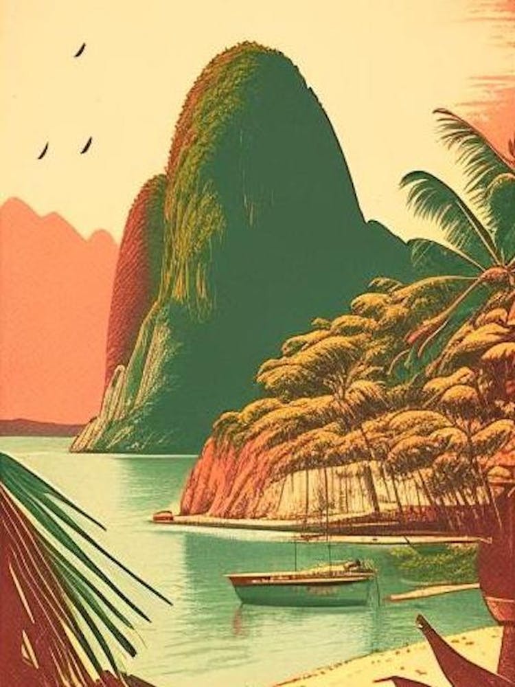 Palawan Philippines Vintage Sketch Tropical Destination