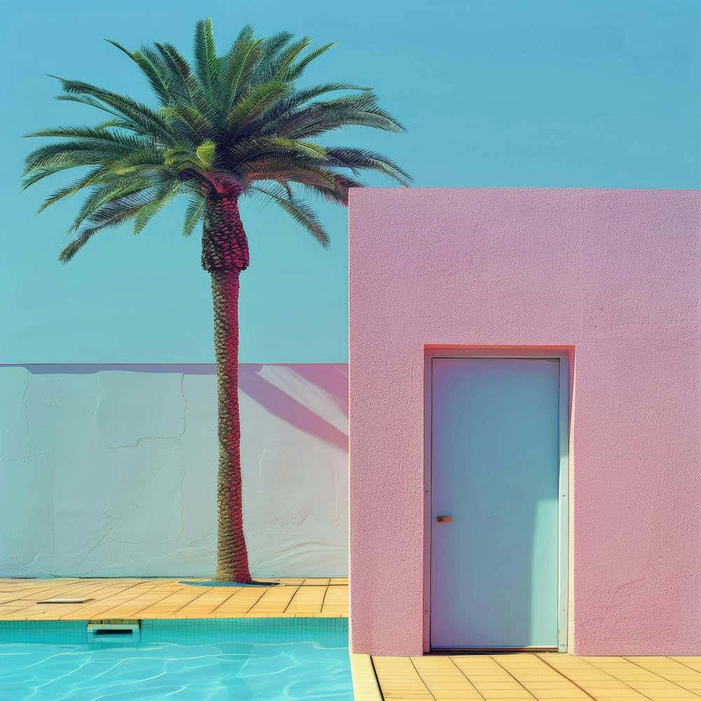 Pink House With Palm Tree 1