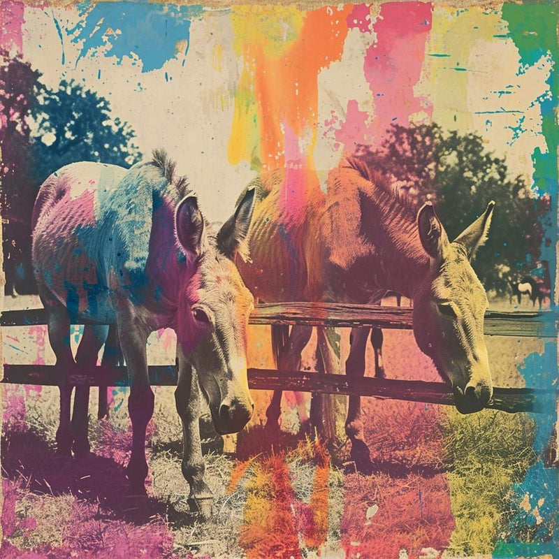 Rainbow Donkey Retro Stripe Collage 1