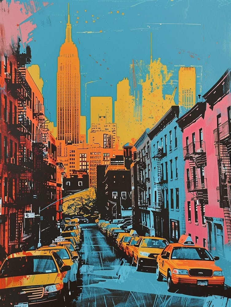 East Village New York Colourful Silkscreen Illustration 1