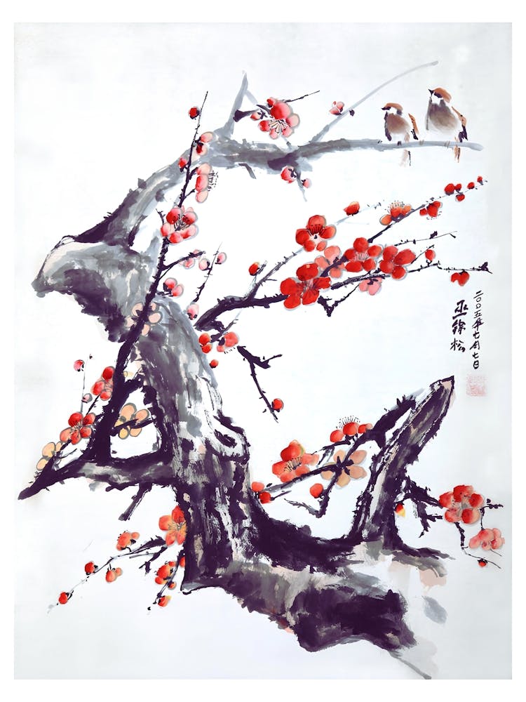 Chinese Cherry Blossom Painting