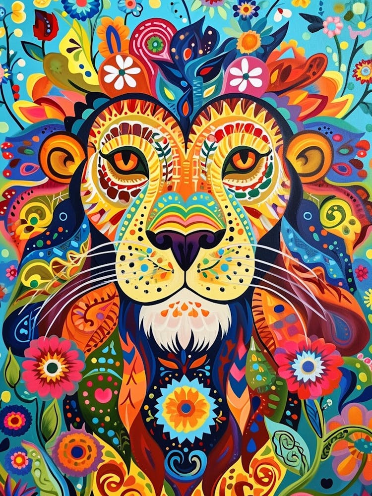 Folk Pattern Lion 4