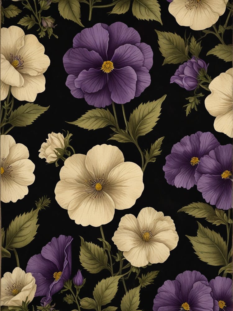 Rustique Par Défaut Fleur de Naissance de Février Violet Noir Crème 0