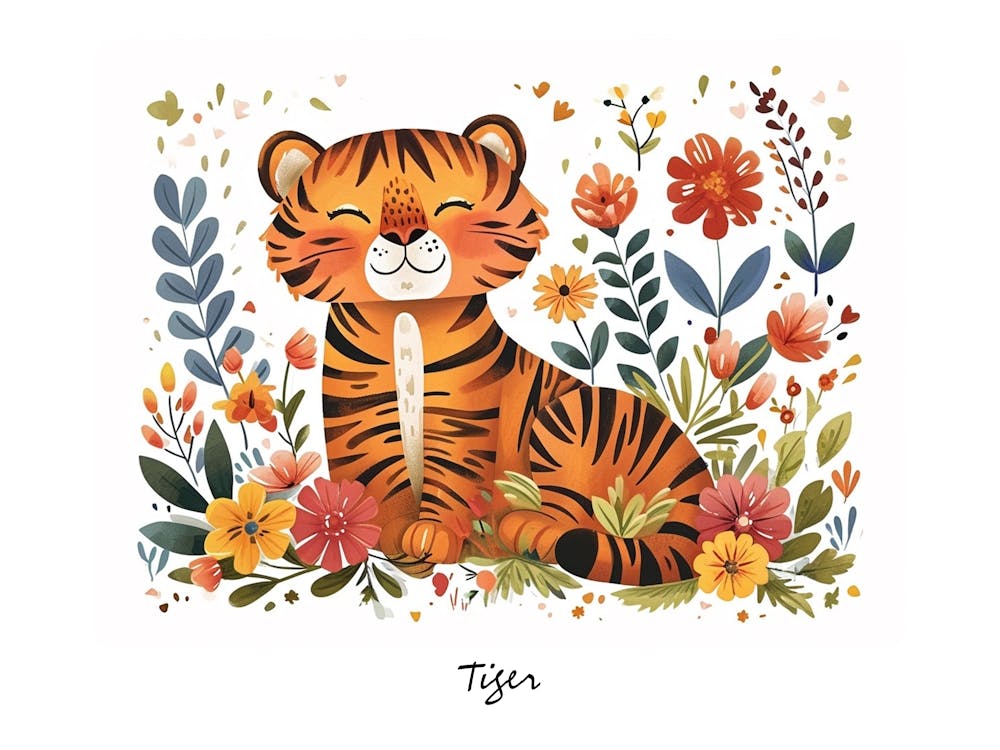 Little Floral Tiger 1 Poster