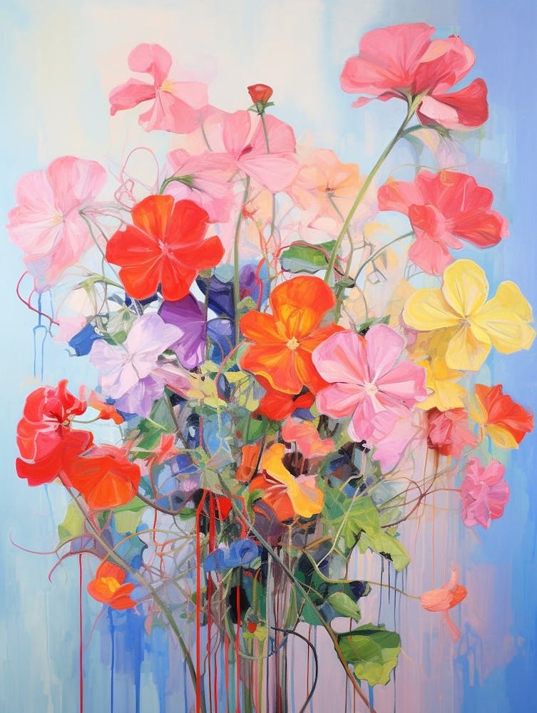 Abstraktes Blumengemälde Geranie 3