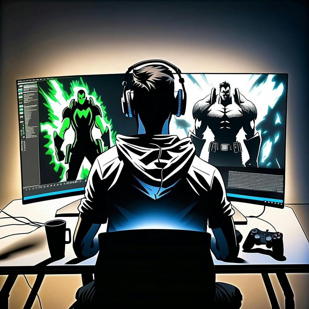 A Gamer Playing On The Computer
