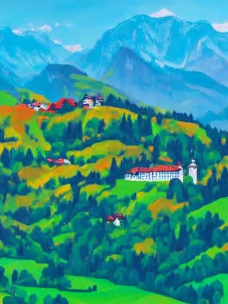 Berchtesgaden National Park Germany Blue Oil Painting 2