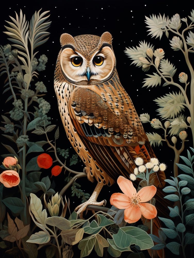 Dark And Moody Botanical Owl 1
